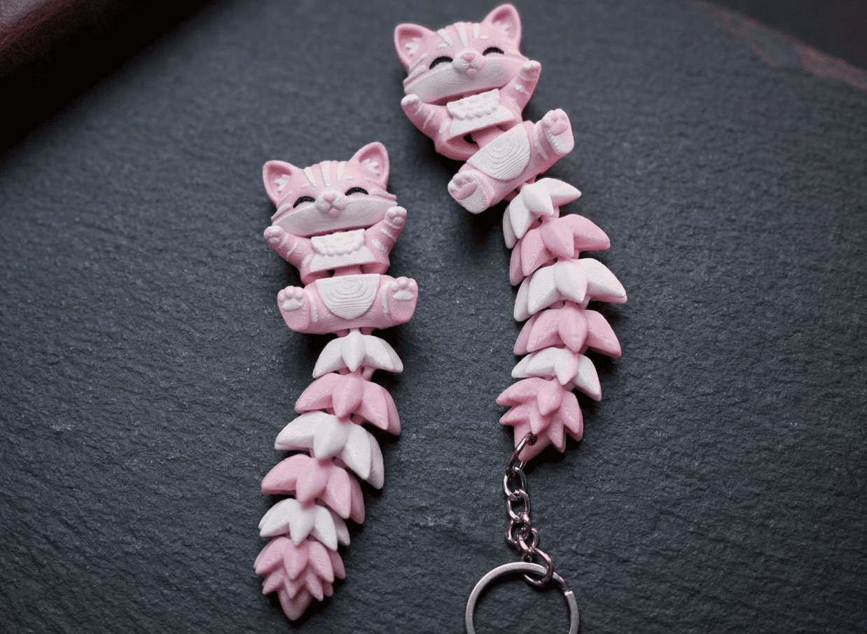 3d printed toys_fluffy tail cute flexi cat toy